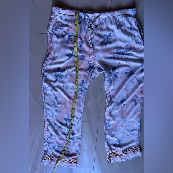 Wide Leg Palazzo Pants Pull On Snake Skin Print Floral M Pockets Elastic Tie - Picture 9 of 16